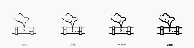 leak icon. Thin, Light, Regular And Bold style design isolated on white background vector