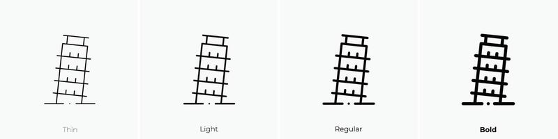 propensión torre de Pisa icono. delgado, luz, regular y negrita estilo diseño aislado en blanco antecedentes vector