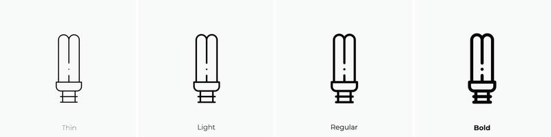 LED bulbo icono. delgado, luz, regular y negrita estilo diseño aislado en blanco antecedentes vector