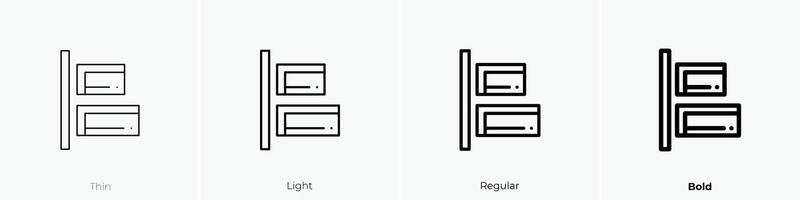 izquierda alinear icono. delgado, luz, regular y negrita estilo diseño aislado en blanco antecedentes vector