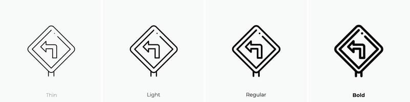 left turn icon. Thin, Light, Regular And Bold style design isolated on white background vector