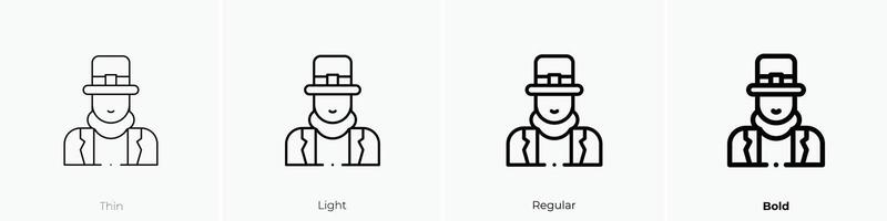 leprechaun icon. Thin, Light, Regular And Bold style design isolated on white background vector