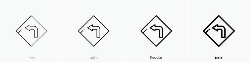 izquierda icono. delgado, luz, regular y negrita estilo diseño aislado en blanco antecedentes vector