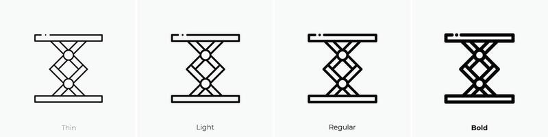 lift icon. Thin, Light, Regular And Bold style design isolated on white background vector
