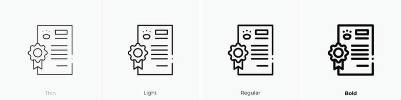 license icon. Thin, Light, Regular And Bold style design isolated on white background vector