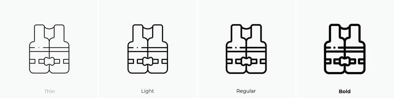 vida chaqueta icono. delgado, luz, regular y negrita estilo diseño aislado en blanco antecedentes vector