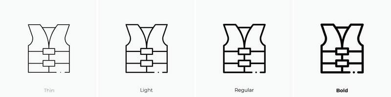 life vest icon. Thin, Light, Regular And Bold style design isolated on white background vector