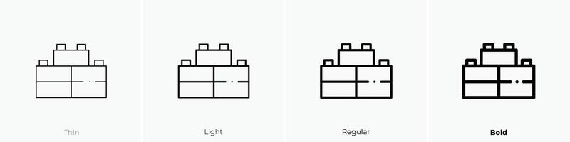 Lego icono. delgado, luz, regular y negrita estilo diseño aislado en blanco antecedentes vector