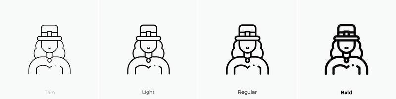 leprechaun icon. Thin, Light, Regular And Bold style design isolated on white background vector