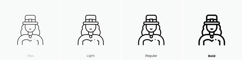 leprechaun icon. Thin, Light, Regular And Bold style design isolated on white background vector