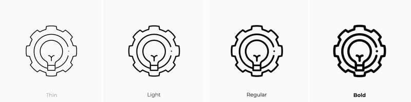 ligero bulbo icono. delgado, luz, regular y negrita estilo diseño aislado en blanco antecedentes vector