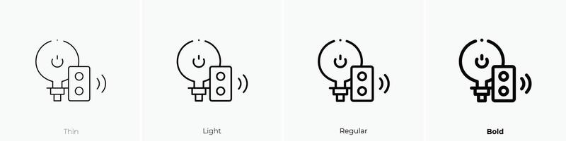 bombilla icono. delgado, luz, regular y negrita estilo diseño aislado en blanco antecedentes vector