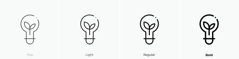 light bulb icon. Thin, Light, Regular And Bold style design isolated on white background vector