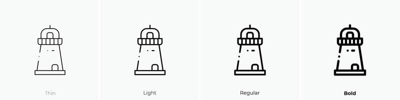 faro icono. delgado, luz, regular y negrita estilo diseño aislado en blanco antecedentes vector