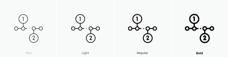 line chart icon. Thin, Light, Regular And Bold style design isolated on white background vector