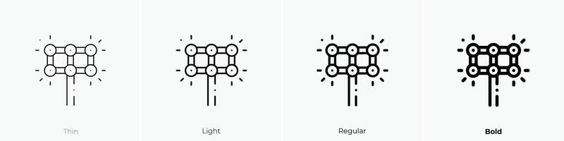 Encendiendo icono. delgado, luz, regular y negrita estilo diseño aislado en blanco antecedentes vector