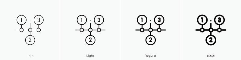 line chart icon. Thin, Light, Regular And Bold style design isolated on white background vector