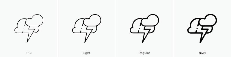 lightning icon. Thin, Light, Regular And Bold style design isolated on white background vector