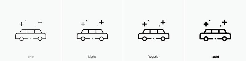 limousine icon. Thin, Light, Regular And Bold style design isolated on white background vector