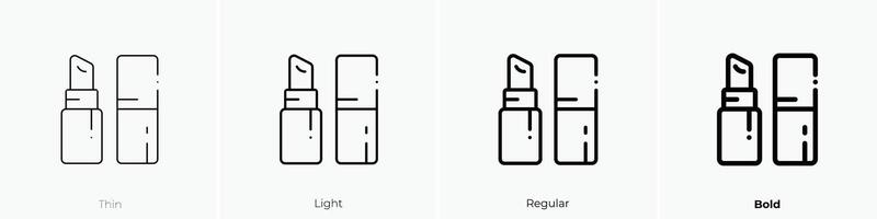 lápiz labial icono. delgado, luz, regular y negrita estilo diseño aislado en blanco antecedentes vector