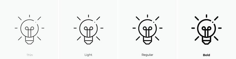 lightbulb icon. Thin, Light, Regular And Bold style design isolated on white background vector