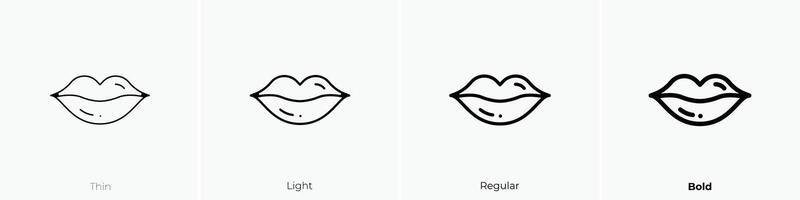 labios icono. delgado, luz, regular y negrita estilo diseño aislado en blanco antecedentes vector