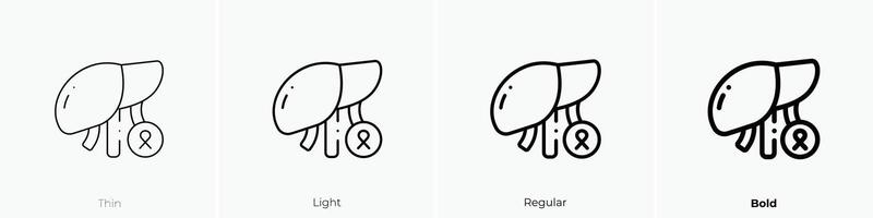 liver cancer icon. Thin, Light, Regular And Bold style design isolated on white background vector