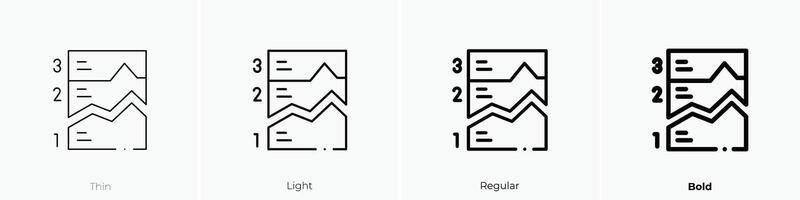 line chart icon. Thin, Light, Regular And Bold style design isolated on white background vector