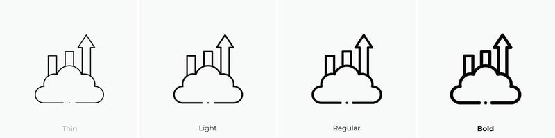 line graph icon. Thin, Light, Regular And Bold style design isolated on white background vector