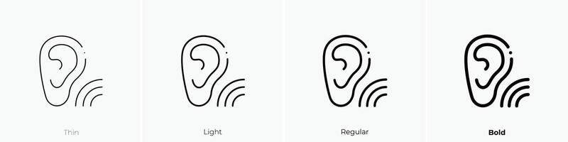listening icon. Thin, Light, Regular And Bold style design isolated on white background vector