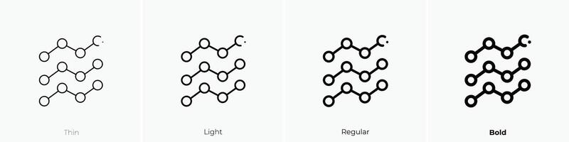 line chart icon. Thin, Light, Regular And Bold style design isolated on white background vector