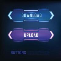 button collection sci-fi style set color blue 9 EPS 10 vector