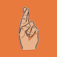 Fingers Crossed Hand Gesture. Wishing for good luck. Fingers crossed, hand gesture. Lucky sign. Promise signal with two fingers. Flat design style. illustration hand wishing something. vector