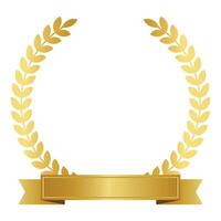 Golden Laurel Wreath With Ribbon vector