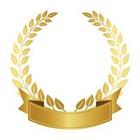 Golden Laurel Wreath With Ribbon vector