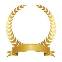 Golden Laurel Wreath With Ribbon vector