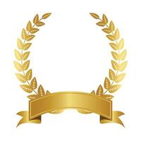 Golden Laurel Wreath With Ribbon vector