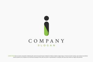 logo letter i business modern green black vector