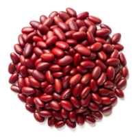 A close-up view of red kidney beans arranged in a circular pile against a transparent background png