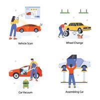 Car Service Flat Illustrations vector