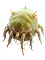 Magnified view of a house dust mite, focusing on its intricate details and textured body png