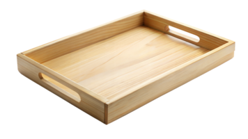 A minimalist wooden serving tray with integrated side handles, perfect for carrying food, drinks, or organizing items png