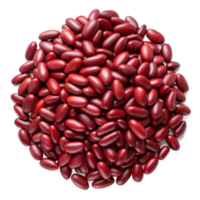 A cluster of shiny red kidney beans arranged in a circular pattern, captured against a transparent backdrop png