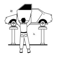 Car Mechanics Flat Illustrations vector