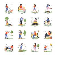 Park Activities Flat Illustrations vector