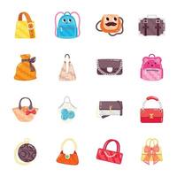 Stylish Ladies Bags Flat Stickers vector