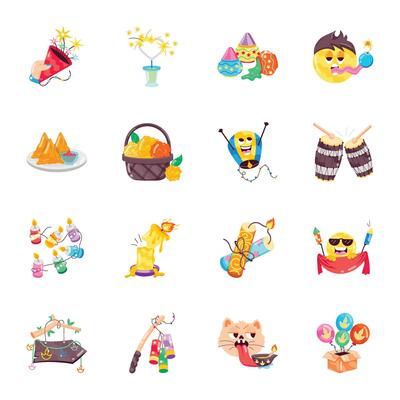 Bundle of Diwali Event Flat Stickers