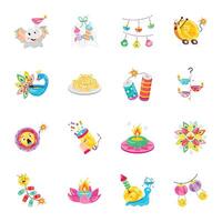 Bundle of Diwali Event Flat Stickers vector