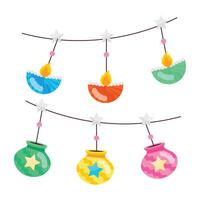 Bundle of Diwali Event Flat Stickers vector