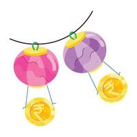 Pack of Diwali Celebration Flat Stickers vector